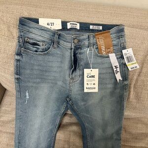 Kensie Blue Slim Straight Jeans with Soft Worn-In Look